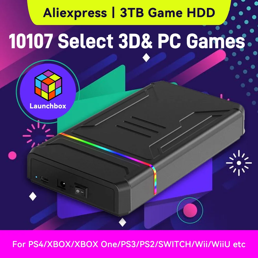 Gaming Console.Emulators - 3TB Launchbox Portable Gaming HDD with